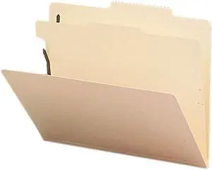 Smead 13700 Manila Classification Folders with 2/5 Right Tab, Letter, Four-Section, 10/Box