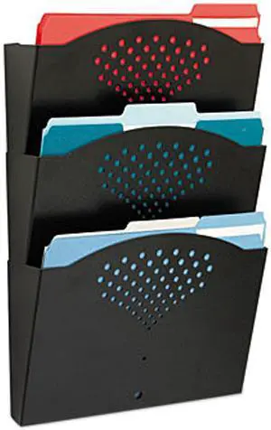 Safco 3172BL Steel Wall Pockets, Letter, Three Pocket, Black