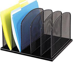 Safco 3256BL Mesh Desk Organizer, Five Sections, Steel, 12 1/2 x 11 1/4 x 8 1/4, Black