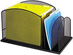 Safco 3259BL Steel Mesh Desktop Hanging File, Three Sections, 19 3/8 x 11 3/8 x 11 1/4, Black