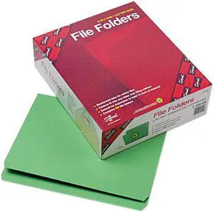 Smead 12110 File Folders, Straight Cut, Reinforced Top Tab, Letter, Green, 100/Box