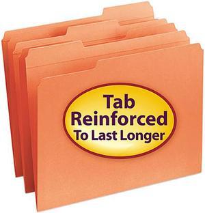 Smead 12534 File Folders, 1/3 Cut, Reinforced Top Tab, Letter, Orange, 100/Box