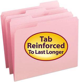 Smead 12634 File Folders, 1/3 Cut, Reinforced Top Tab, Letter, Pink, 100/Box