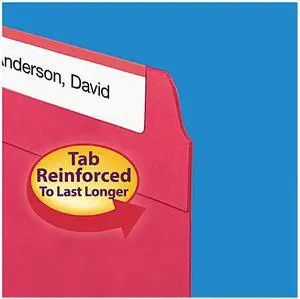 Smead 12710 File Folders, Straight Cut, Reinforced Top Tab, Letter, Red, 100/Box
