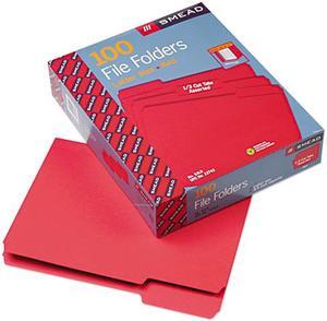 Smead 12743 File Folders, 1/3 Cut Top Tab, Letter, Red, 100/Box
