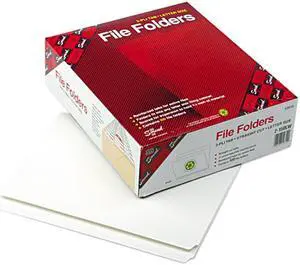 Smead 12810 File Folders, Straight Cut, Reinforced Top Tab, Letter, White, 100/Box