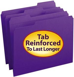 Smead 13034 File Folders, 1/3 Cut, Reinforced Top Tab, Letter, Purple, 100/Box