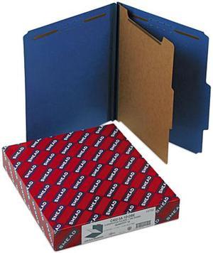 Smead 13732 Pressboard Classification Folders, Letter, Four-Section, Dark Blue, 10/Box