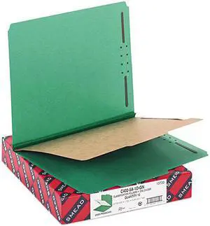 Smead 13733 Pressboard Classification Folders, Letter, Four-Section, Green, 10/Box