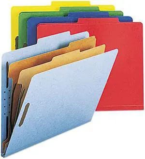Smead 14025 Pressboard Classification Folders, Letter, Six-Section, Assorted, 10/Box