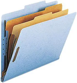 Smead 14030 Pressboard Classification Folders, Letter, Six-Section, Blue, 10/Box