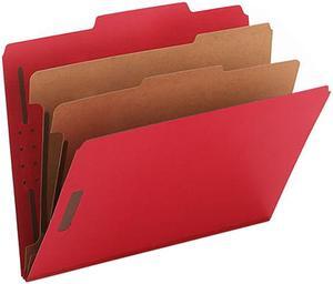 Smead 14031 Pressboard Classification Folders, Letter, Six-Section, Bright Red, 10/Box