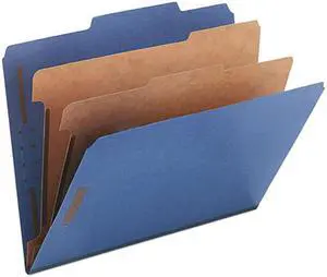 Smead 14032 Pressboard Classification Folders, Letter, Six-Section, Dark Blue, 10/Box