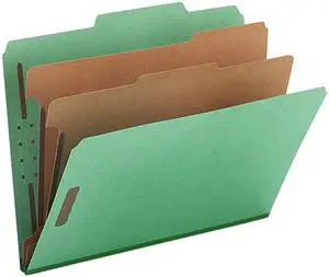 Smead 14033 Pressboard Classification Folders, Letter, Six-Section, Green, 10/Box