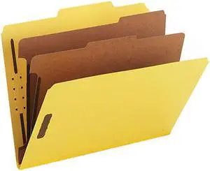 Smead 14034 Pressboard Classification Folders, Letter, Six-Section, Yellow, 10/Box