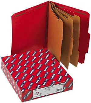 Smead 14095 3" Expansion Folders with 2/5 Cut Tab, Letter, Eight-Section, Bright Red, 10/Box