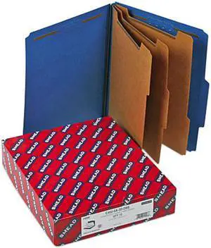 Smead 14096 3" Expansion Classification Folder, 2/5 Cut, Letter, Eight-Section, Blue, 10/Box