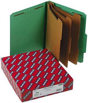 Smead 14097 3" Expansion Classification Folder, 2/5 Cut, Letter, Eight-Section, Green, 10/Bx