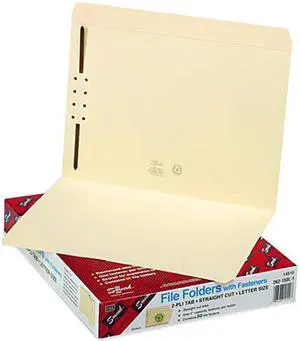 Smead 14510 Folders, One Fastener, Straight Cut, Top Tab, Letter, Manila, 50/Box