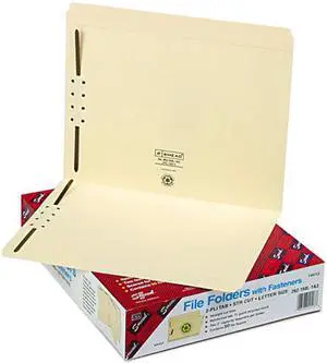 Smead 14513 Folders, Two Fasteners, Straight Cut Top Tabs, Letter, Manila, 50/Box