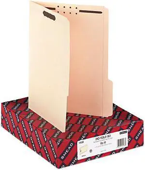 Smead 14538 Folder, Two Fasteners, 1/3 Cut Third Position, Top Tab, Letter, Manila, 50/Box
