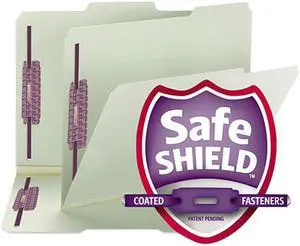 Smead 14931 One Inch Expansion Fastener Folder, 1/3 Top Tab, Letter, Gray Green, 25/Box
