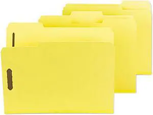 Smead 14939 Colored Pressboard Fastener Folders, Letter, 1/3 Cut, Yellow, 25/Box