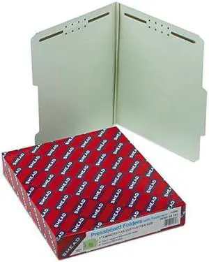Smead 14980 One Inch Expansion Fastener Folder, 2/5 Top Tab, Letter, Gray Green, 25/Box