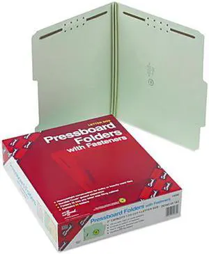 Smead 14982 Two Inch Expansion Fastener Folder, 2/5 Top Tab, Letter, Gray Green, 25/Box