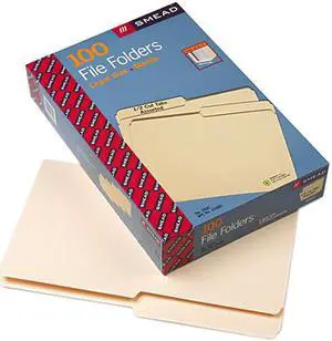 Smead 15320 File Folders, 1/2 Cut, One-Ply Top Tab, Legal, Manila, 100/Box