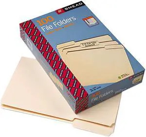 Smead 15330 1/3 Cut Assorted Position File Folders, One-Ply Top Tab, Legal, Manila, 100/Box