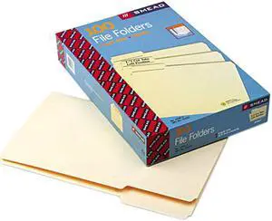 Smead 15331 File Folders, 1/3 Cut First Position, One-Ply Top Tab, Legal, Manila, 100/Box