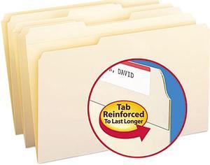 Smead 15334 File Folders, 1/3 Cut Assorted, Reinforced Top Tab, Legal, Manila, 100/Box