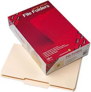 Smead 15336 File Folder, 1/3 Cut Second Position, Reinforced Top Tab, Legal, Manila, 100/Box