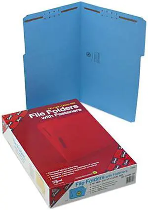 Smead 17040 Folders, Two Fasteners, 1/3 Cut Assorted, Top Tab, Legal, Blue, 50/Box