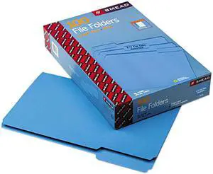 Smead 17043 File Folders, 1/3 Cut Top Tab, Legal, Blue, 100/Box