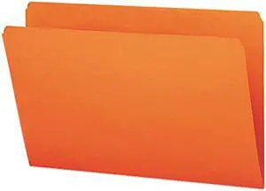 Smead 17510 File Folders, Straight Cut, Reinforced Top Tab, Legal, Orange, 100/Box