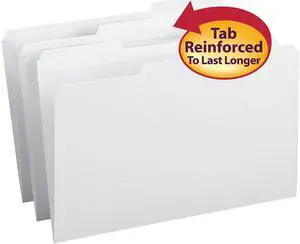 Smead 17834 File Folders, 1/3 Cut, Reinforced Top Tab, Legal, White, 100/Box