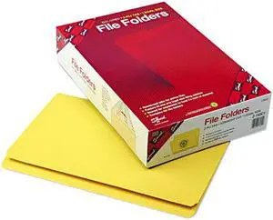 Smead 17910 File Folders, Straight Cut, Reinforced Top Tab, Legal, Yellow, 100/Box
