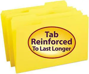 Smead 17934 File Folders, 1/3 Cut, Reinforced Top Tab, Legal, Yellow, 100/Box