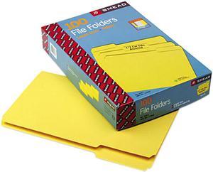 Smead 17943 File Folders, 1/3 Cut Top Tab, Legal, Yellow, 100/Box