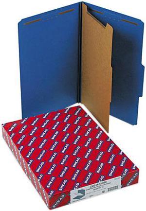 Smead 18732 Pressboard Classification Folders, Legal, Four-Section, Dark Blue, 10/Box