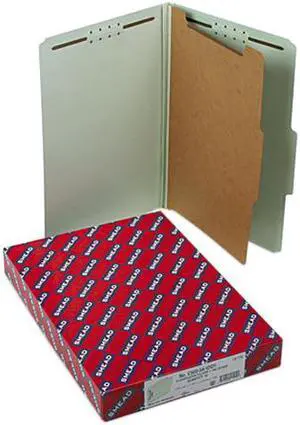 Smead 18776 Pressboard Classification Folders, Legal, Four-Section, Gray-Green, 10/Box