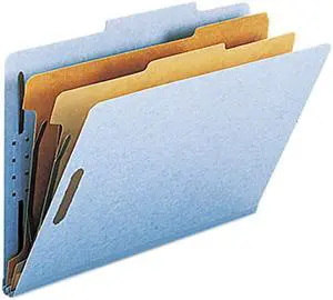 Smead 19030 Pressboard Classification Folders, Legal, Six-Section, Blue, 10/Box