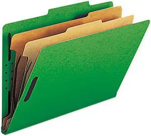 Smead 19033 Pressboard Classification Folders, Legal, Six-Section, Green, 10/Box