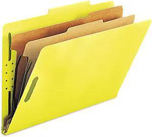 Smead 19034 Pressboard Classification Folders, Legal, Six-Section, Yellow, 10/Box