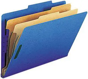 Smead 19035 Pressboard Classification Folders, Legal, Six-Section, Dark Blue, 10/Box