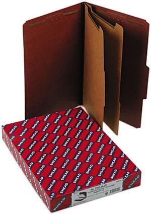 Smead 19075 Pressboard Classification Folders wSelf Tab, Legal, Six-Section, Red, 10/Box
