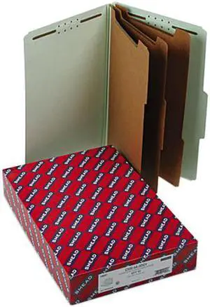Smead 19091 3" Expansion Classification Folders, Legal, Eight-Section, Gray-Green, 10/Box