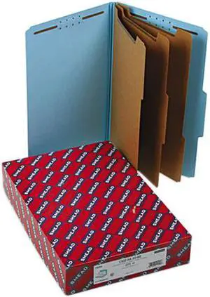 Smead 19094 3" Expansion Classification Folders, 2/5 Cut, Legal, Eight-Section, Blue, 10/Box